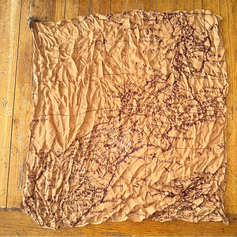 Patricia Nash Brown Vintage Inspired Maps Print Scarf and Dustbag - Picture 8 of 8